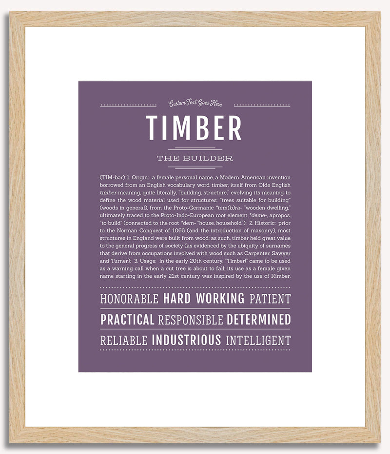 Timber (female) | Name Art Print