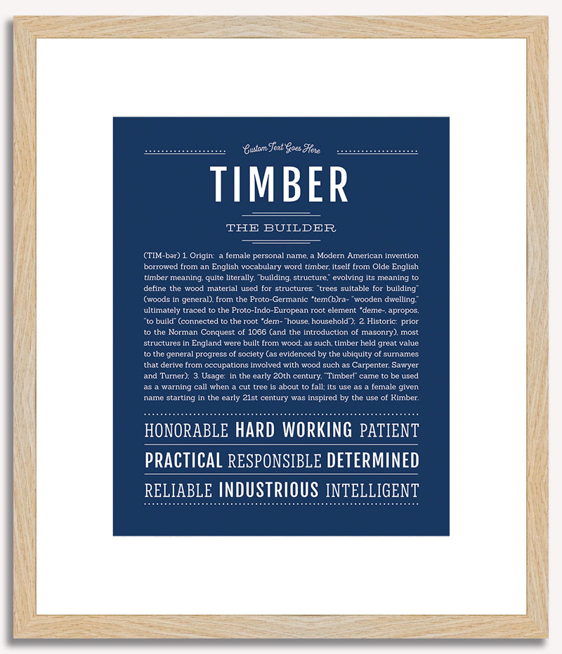 Timber (female) | Name Art Print