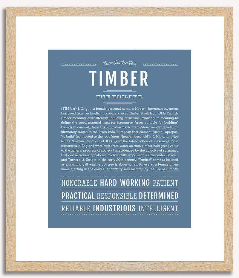 Timber (female) | Name Art Print