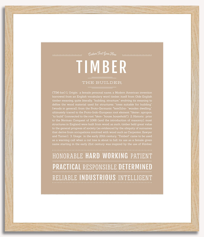 Timber (female) | Name Art Print