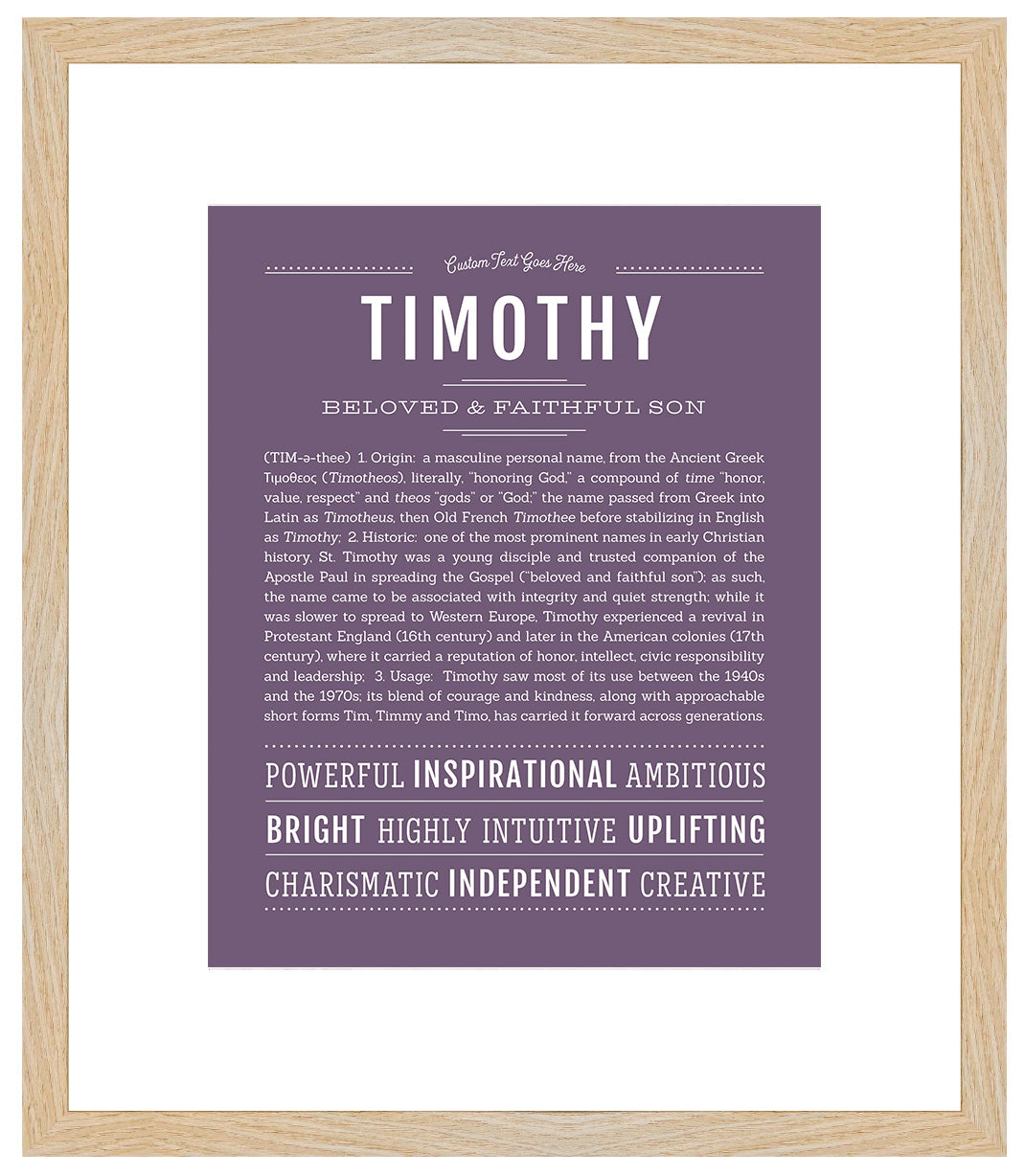Frame Options | Deep Purple | Maple Frame, Matted