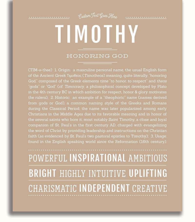 Timothy Personalized Name Meaning Art Prints – Name Stories