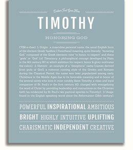 Timothy Personalized Name Meaning Art Prints – Name Stories