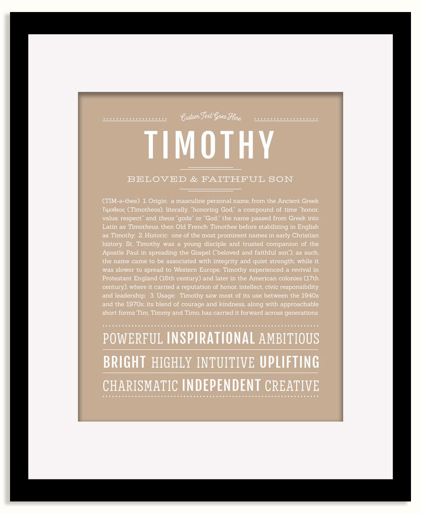 Frame Options | Tan | Black Frame, Matted