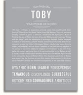 Toby Nameplate Toby Personalized Name Meaning Art Prints – Name Stories