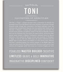 Toni Personalized Name Meaning Art Prints – Name Stories