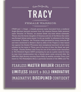 Name Racy Lila Tracy Personalized Name Meaning Art Prints – Name Stories
