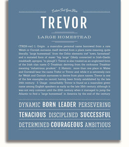 Trevor Personalized Name Meaning Art Prints – Name Stories