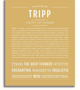 Tripp Personalized Name Meaning Art Prints – Name Stories