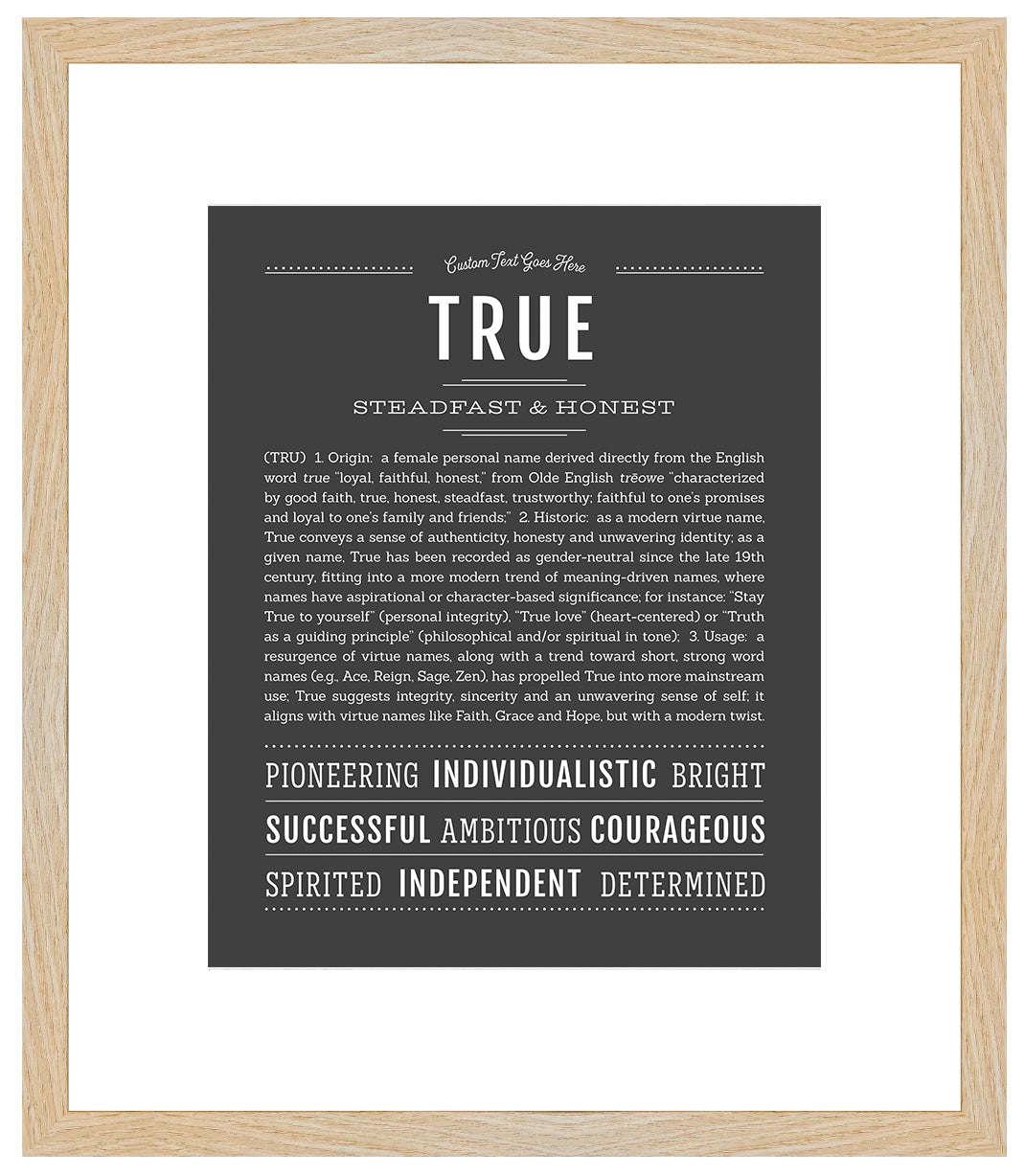 True (female) | Name Art Print