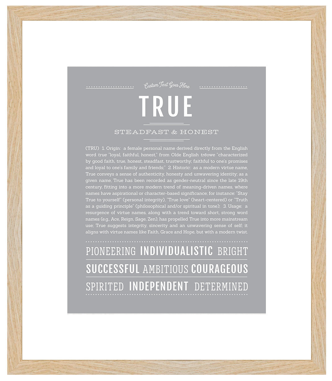 True (female) | Name Art Print