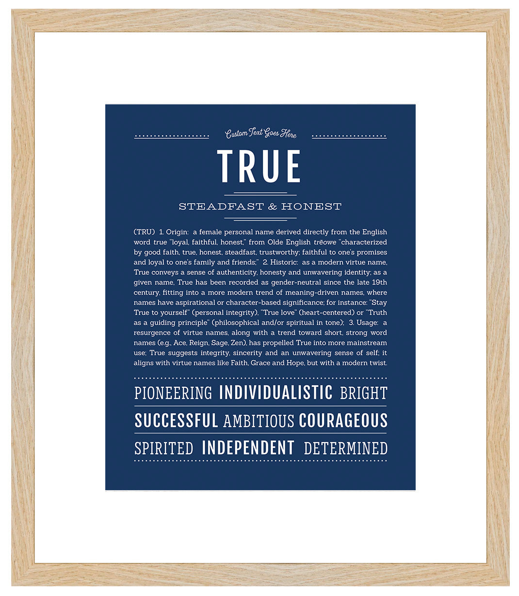True (female) | Name Art Print