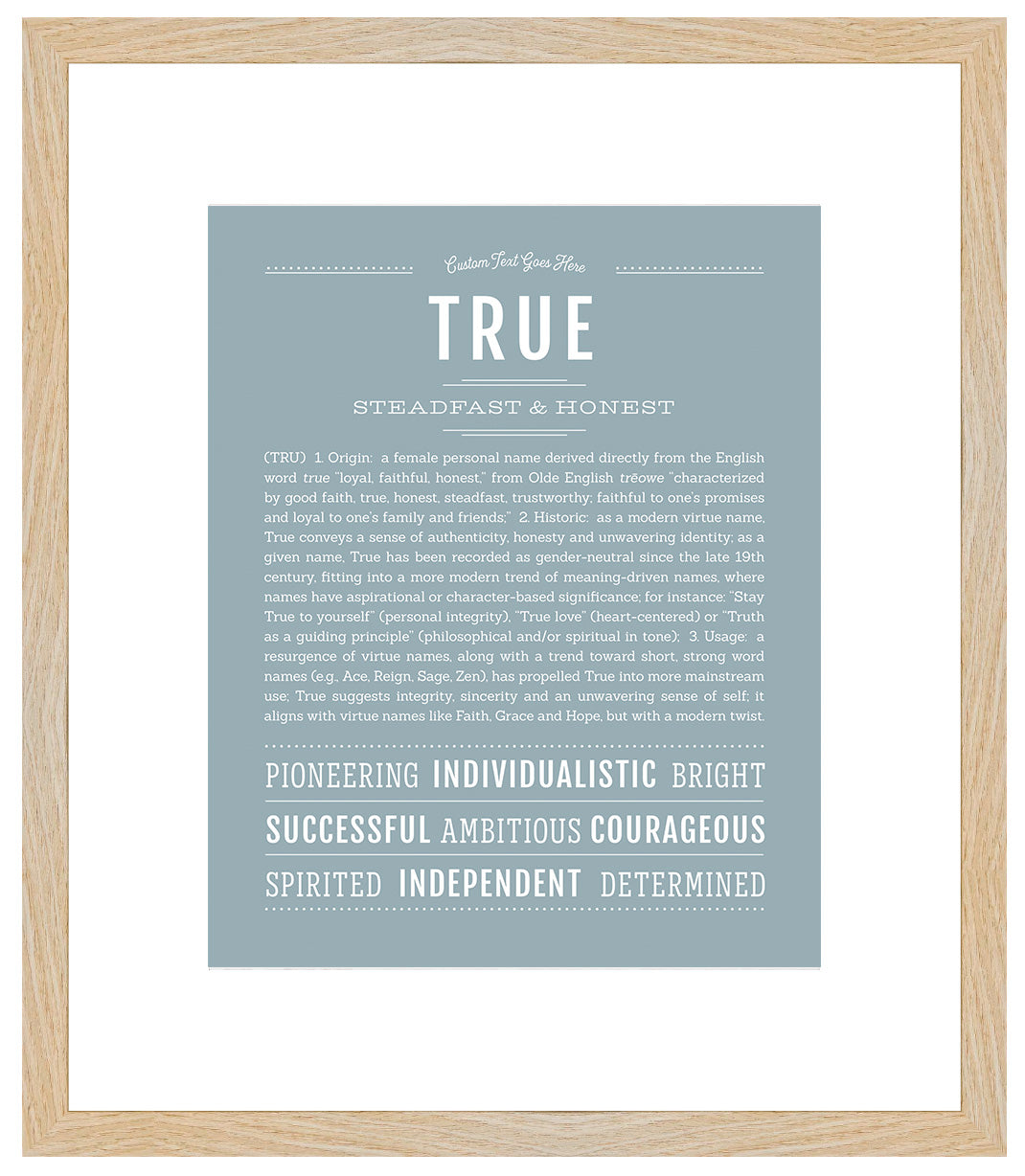 True (female) | Name Art Print