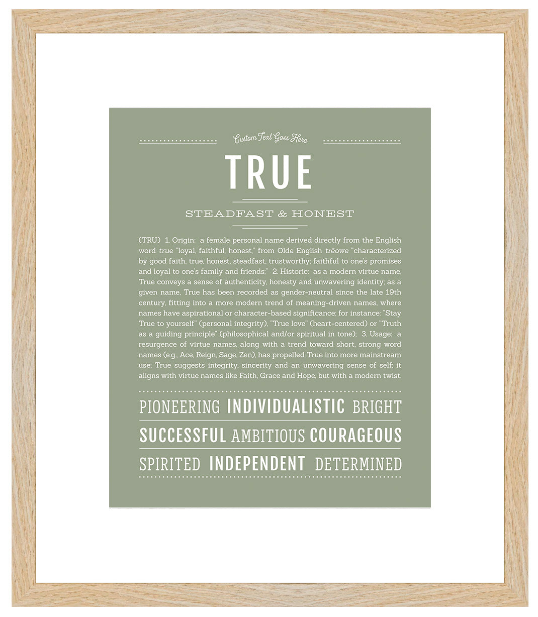 True (female) | Name Art Print