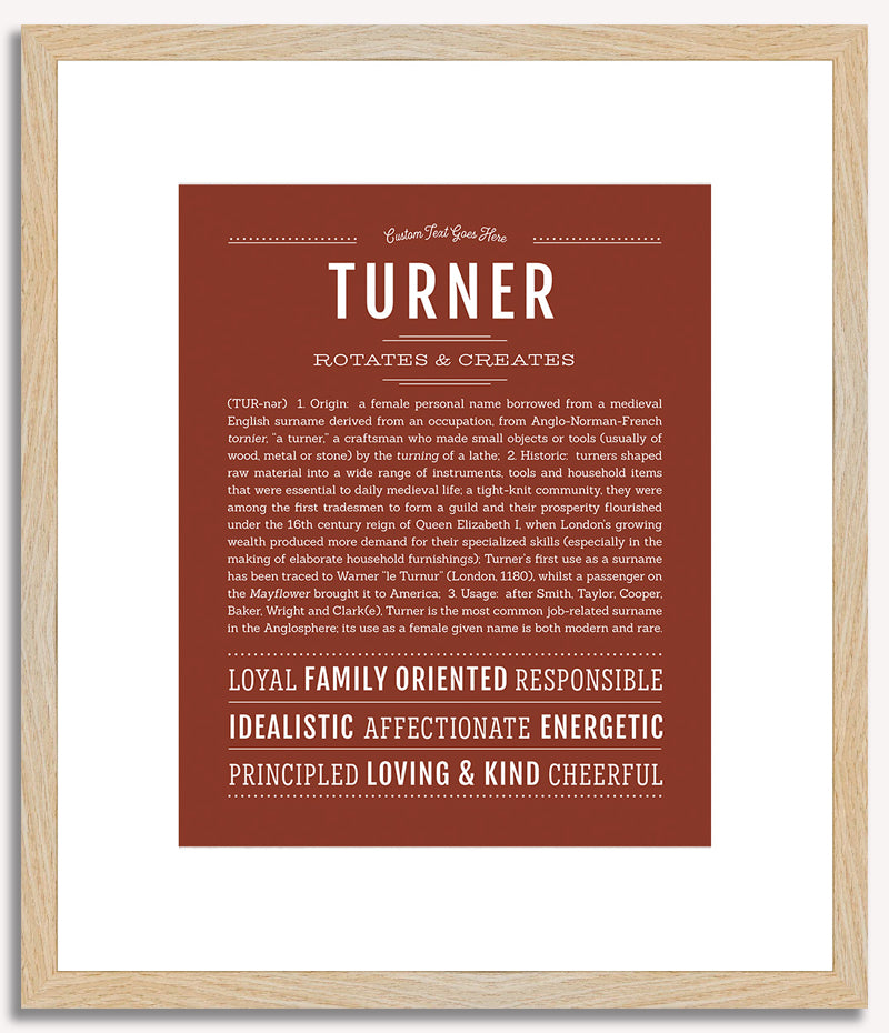 Turner (female) | Name Art Print