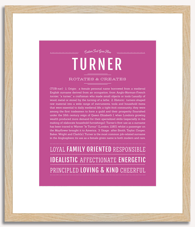 Turner (female) | Name Art Print