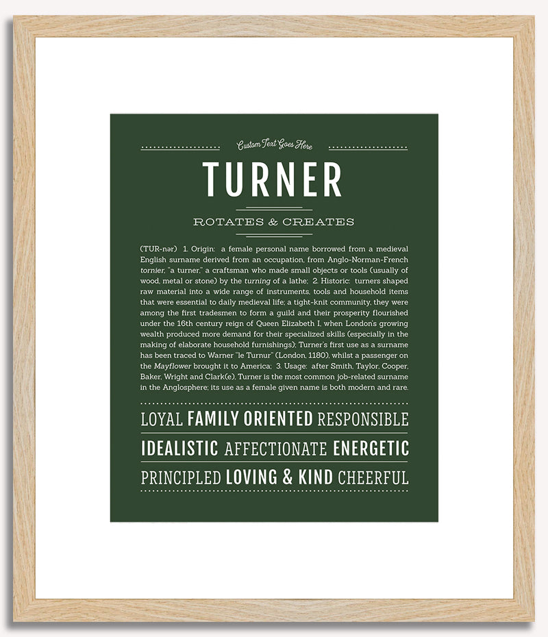 Turner (female) | Name Art Print