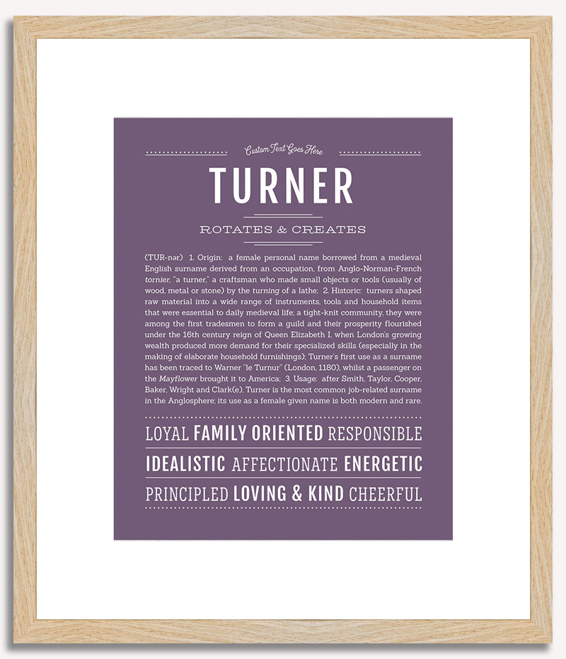 Turner (female) | Name Art Print