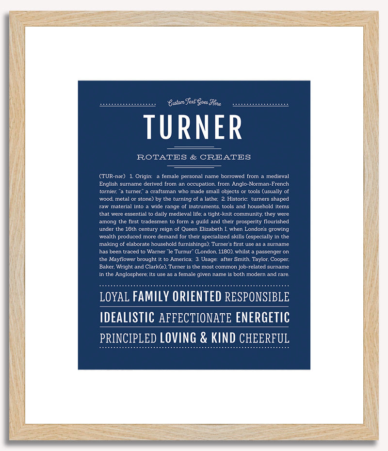 Turner (female) | Name Art Print