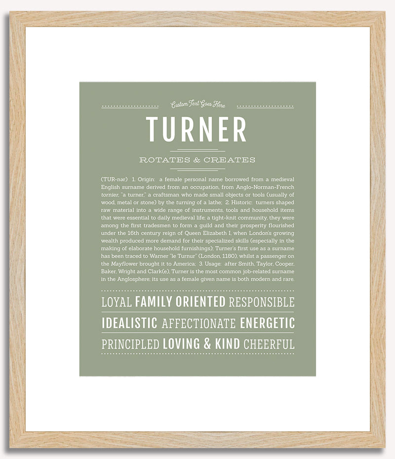 Turner (female) | Name Art Print