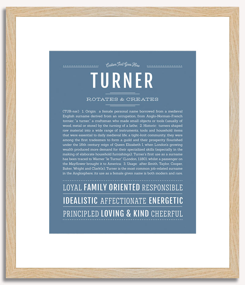 Turner (female) | Name Art Print