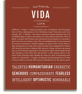 Avida Name Vida Personalized Name Meaning Art Prints – Name Stories