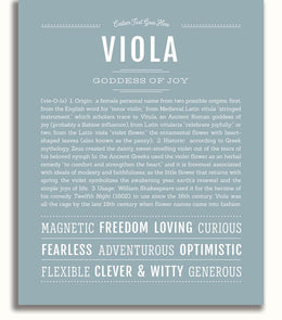 Viola Personalized Name Meaning Art Prints – Name Stories
