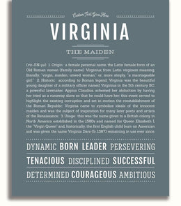 Virginia Personalized Name Meaning Art Prints – Name Stories