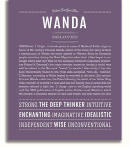 Wanda Personalized Name Meaning Art Prints – Name Stories