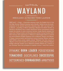 Wayland Personalized Name Meaning Art Prints – Name Stories