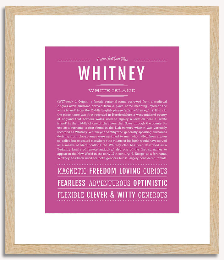 Whitney Personalized Name Meaning Art Prints – Name Stories