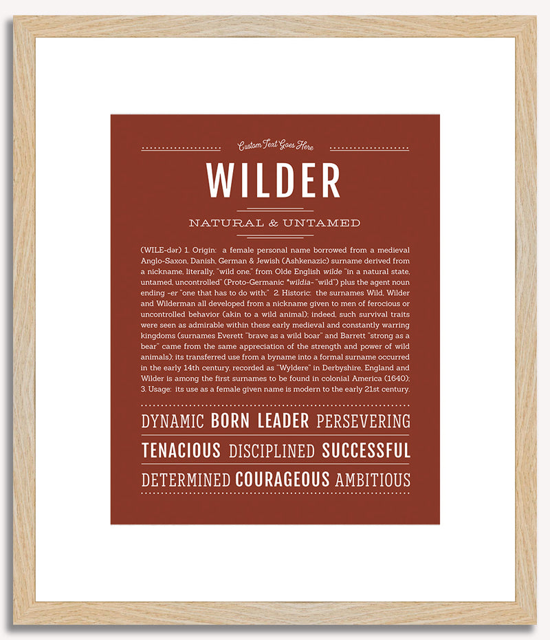 Wilder (female) | Name Art Print