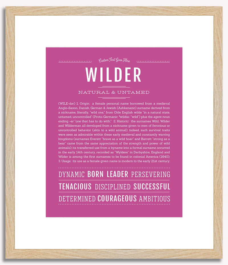 Wilder (female) | Name Art Print