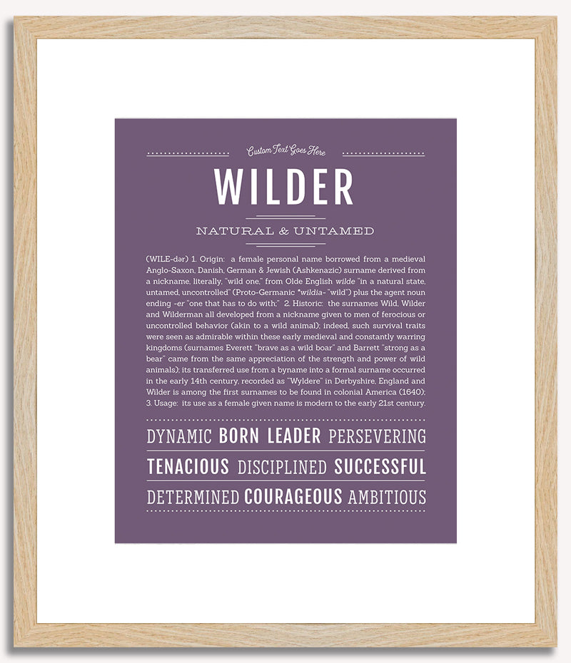 Wilder (female) | Name Art Print