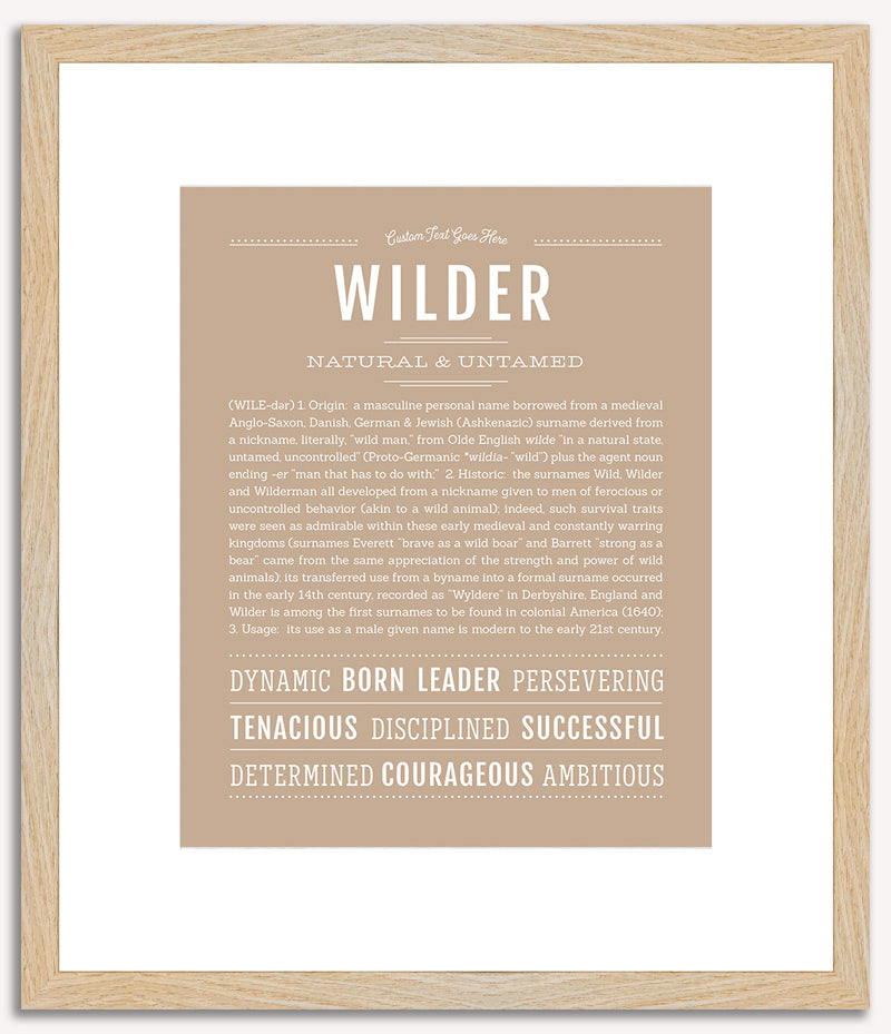 Wilder (male) | Name Art Print