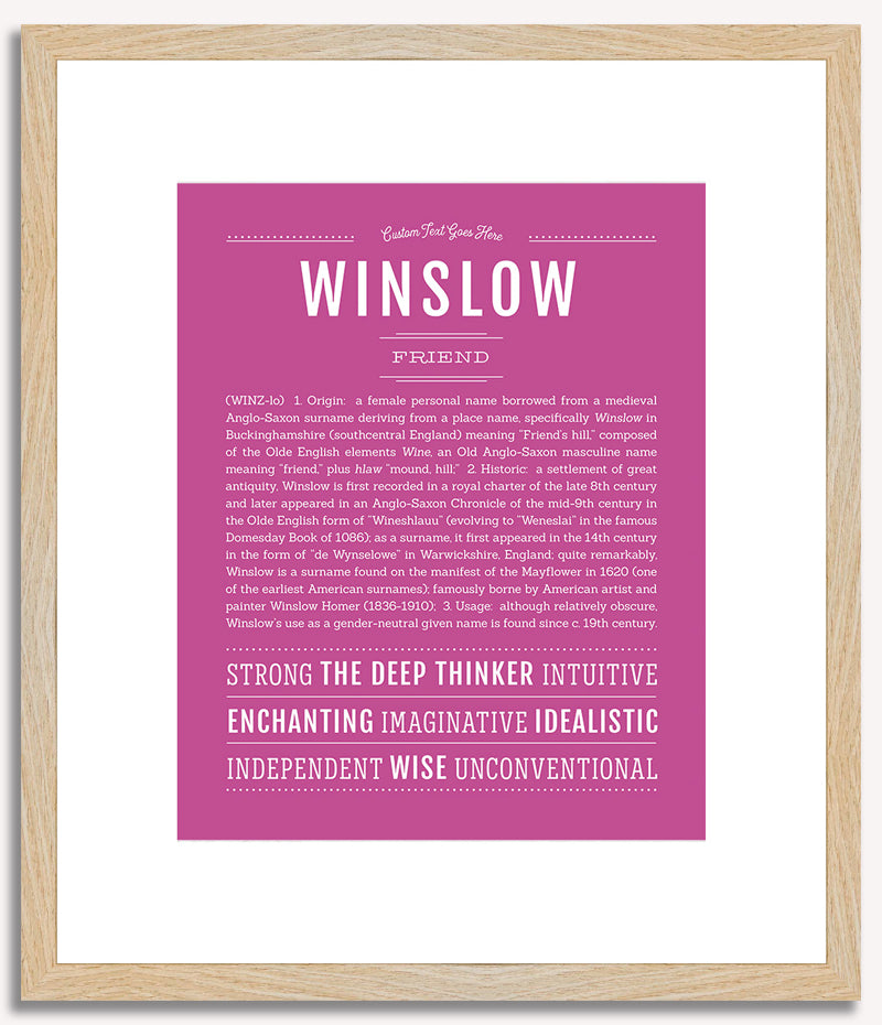 Winslow (male) | Name Art Print