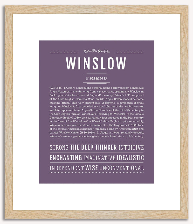 Winslow (male) | Name Art Print