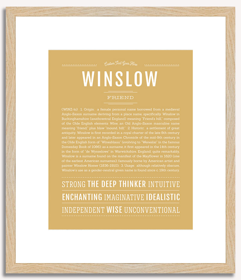 Winslow (male) | Name Art Print