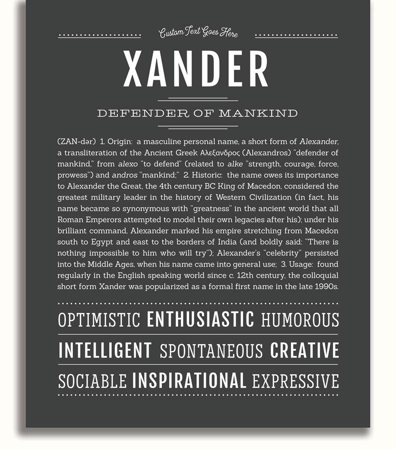 Xander Xander Personalized Name Meaning Art Prints – Name Stories