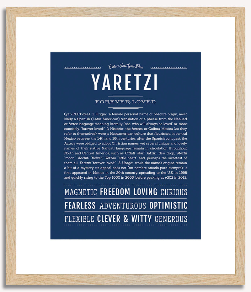Yaretzi Personalized Name Meaning Art Prints – Name Stories