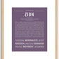 Zion (female) | Name Art Print