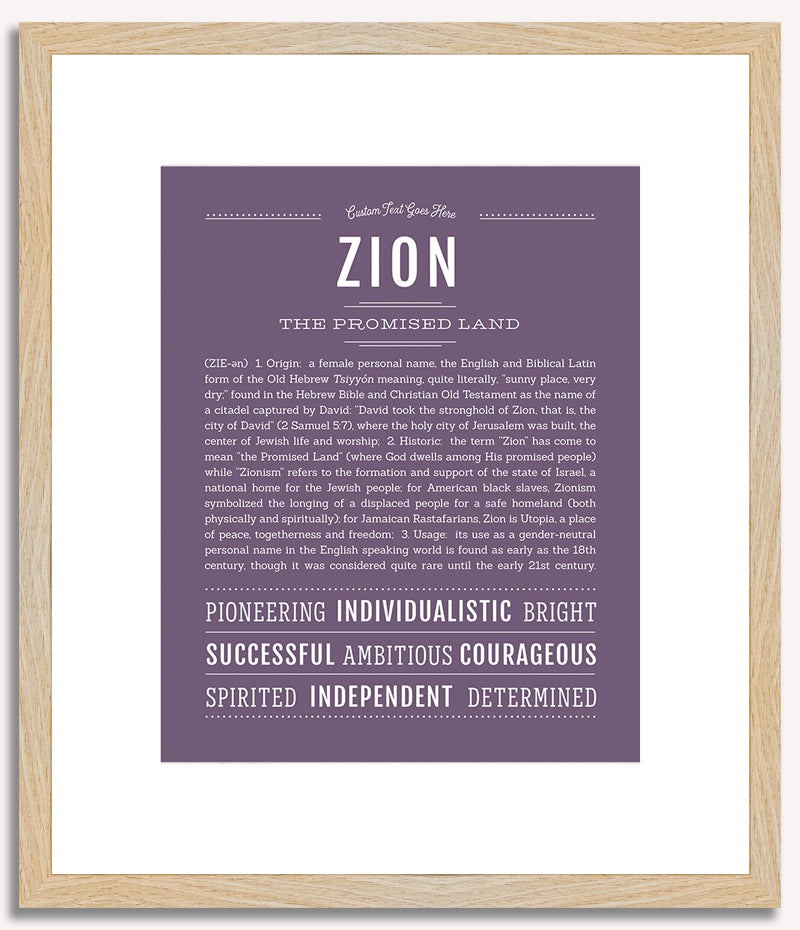 Zion (female) | Name Art Print