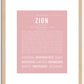 Zion (female) | Name Art Print