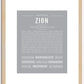 Zion (female) | Name Art Print