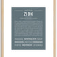 Zion (female) | Name Art Print