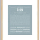 Zion (female) | Name Art Print