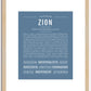 Zion (female) | Name Art Print