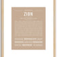 Zion (female) | Name Art Print