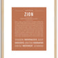 Zion (female) | Name Art Print