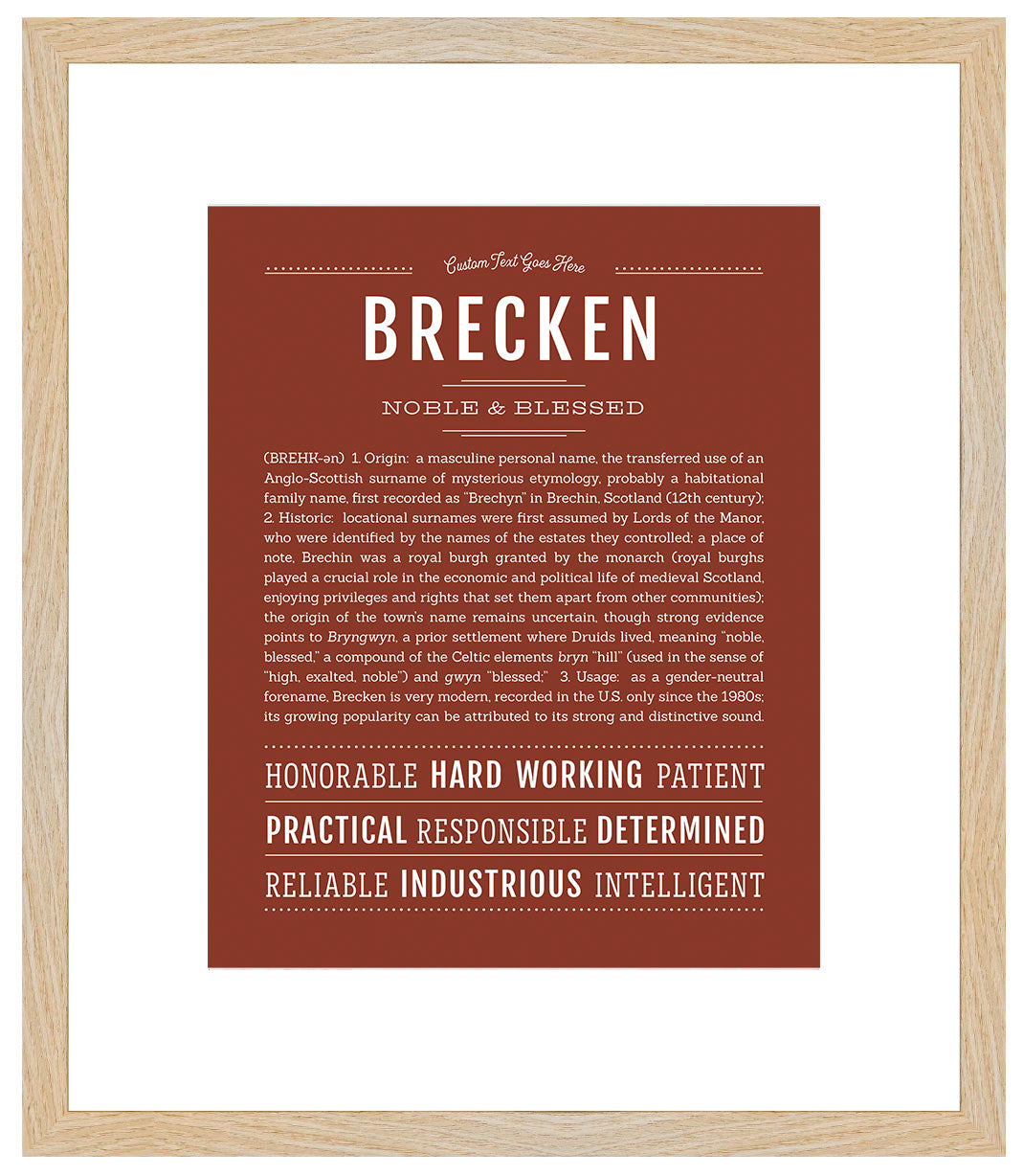 Brecken (male) | Name Art Print